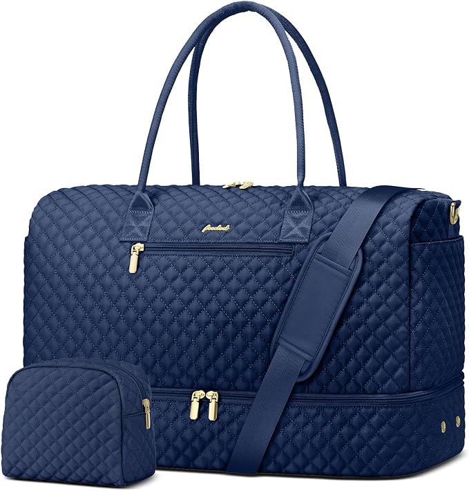 Travel Weekender Bags for Women - Carry on Overnight Bags with Shoe Compartment Duffle Bag with Laptop Pocket Hospital Bag for Labor Delivery Gym Tote Bag with Toiletry Bag Blue by FOCDOD