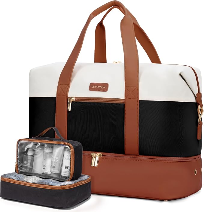 LOVEVOOK Weekender Bag for Women, Large Duffle Bag for Travel with 2 Packing Cubes, Carry on Overnight Bag with Shoe Compartment, Mom Hospital Bags for Labor and Delivery by LOVEVOOK