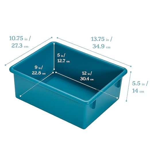 ECR4Kids Letter Size Deep Tray with Lid, Storage Bin, Contemporary, 10-Piece | Durable plastic, GREENGUARD Gold Certified, 1 gallon capacity, stackable/nestable, easy-lift lids, classroom & home use - Image 2