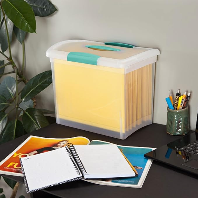 Sterilite Large Nesting ShowOffs Stackable Storage Bin, Latching Organizer Tote with Handle, Plastic Box for File Organization, Clear, 12-Pack - Image 8