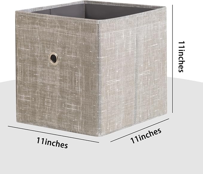 Foldable Storage Cubes Bins ,11 Inch Cloth Storage Cube Fabric Storage Box Cubes Organizer Baskets with Handles for Home Organizer Set of 3 (Cowboy Grey) - Image 2