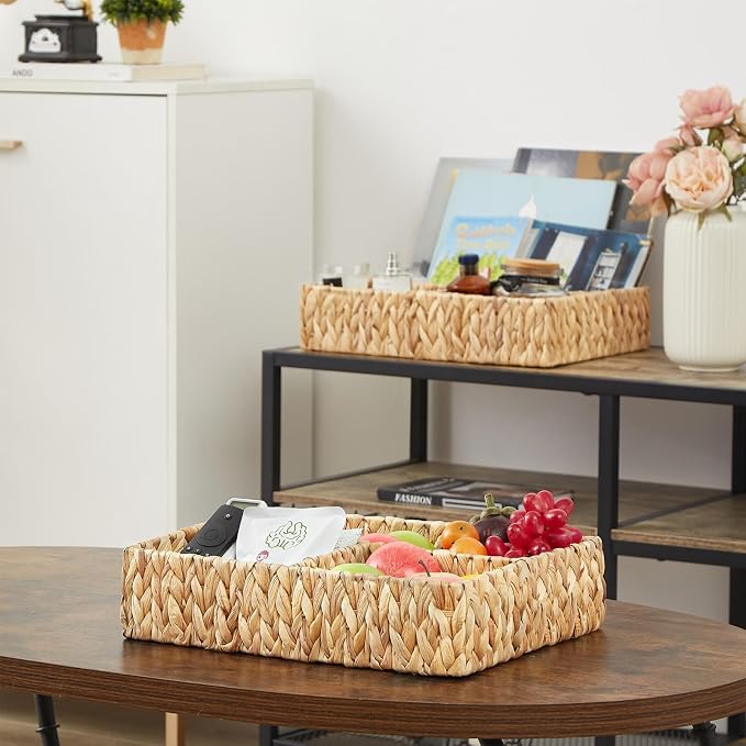 Wicker Divided Storage Basket, Hand-Woven Water Hyacinth Wicker Baskets, Basket for Drawer Organizing, 3 Section Rectangular Woven Storage Baskets, 2-Pack - Image 7