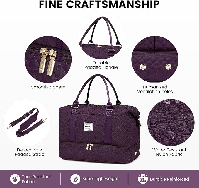 LOVEVOOK Travel Duffle Bag,Weekender Bags for Women with Shoe Compartment，Carry on Overnight Bag with Toiletry Bag,Gym Duffel Bag with Wet Pocket, Hospital Bags for Labor and Delivery - Image 5