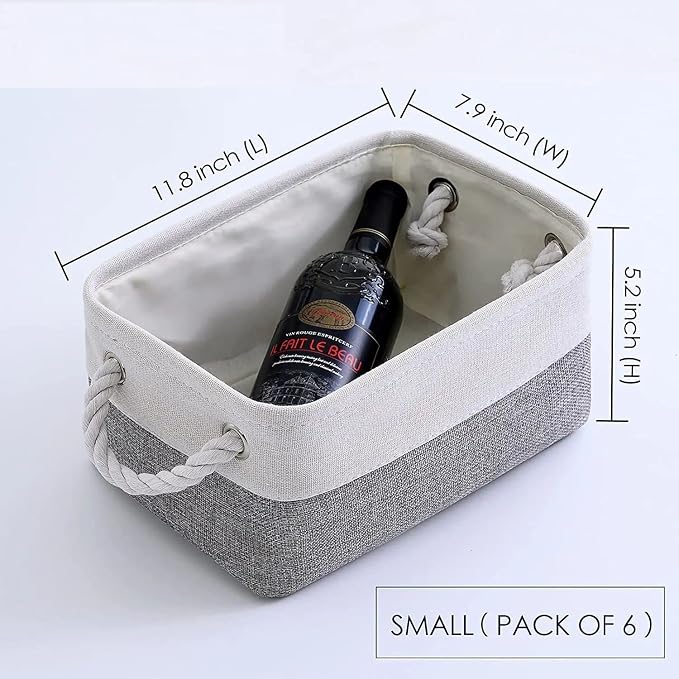 Storage Baskets 12x8x5 inch 10 Pack Fabric Baskets Foldable Storage Bins Decorative Baskets cloth storage baskets Storage Foldable Storage Bin with Rope - Image 3