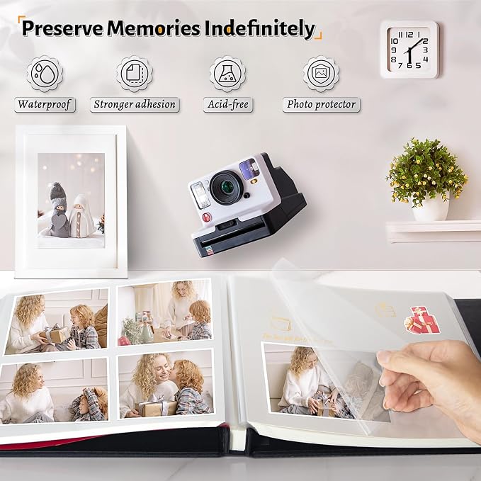 Artfeel Photo Album Self Adhesive Scrapbook,Large Photo Book for 4x6,5x7,8x10 Pictures,DIY Album for Baby Wedding Family Travel Birthday,with Metallic Pen and Scraper (Pack of 20) - Image 2
