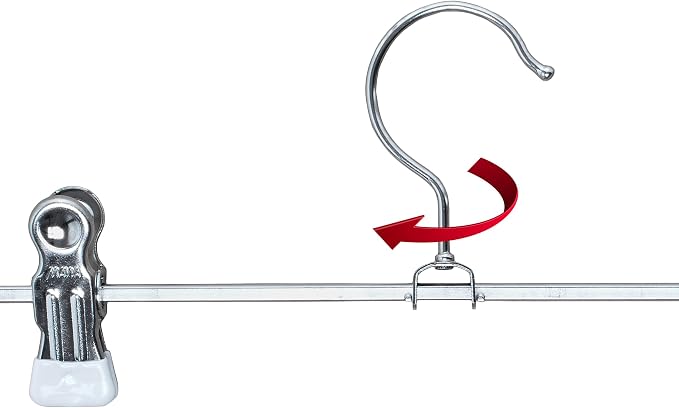 Mawa by Reston Lloyd Non-Slip Space-Saving Clothes Hanger For Pants & Skirts with Two Clips, Style K/40D, Set of 10, 15 3/4"L, White - Image 2