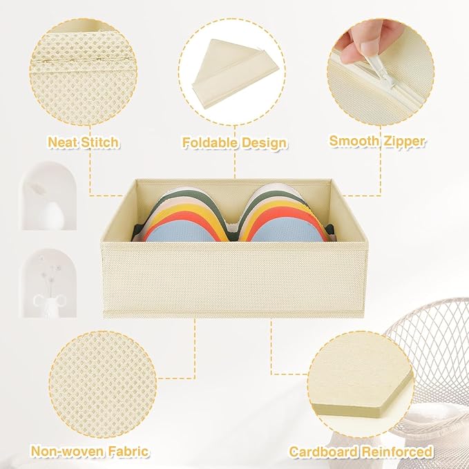 DIMJ Drawer Organizer Clothes 18 Pack - Foldable Baby Organizers and Storage & Dresser Organizer for Bedroom, Closet - Nursery Organization Dresser Dividers for underwear, Sock,Bra, Belt, Tie, Beige - Image 2