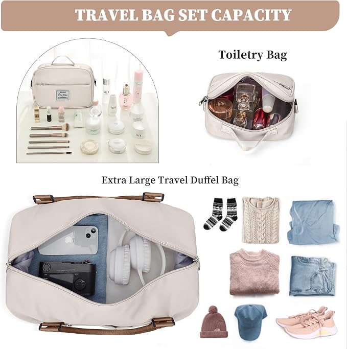 Weekender Bags for Women, Carry-On Overnight Travel Duffel Bag | Travel Bag with Shoes Compartment & Toiletry Bag, Extra Large - Image 3