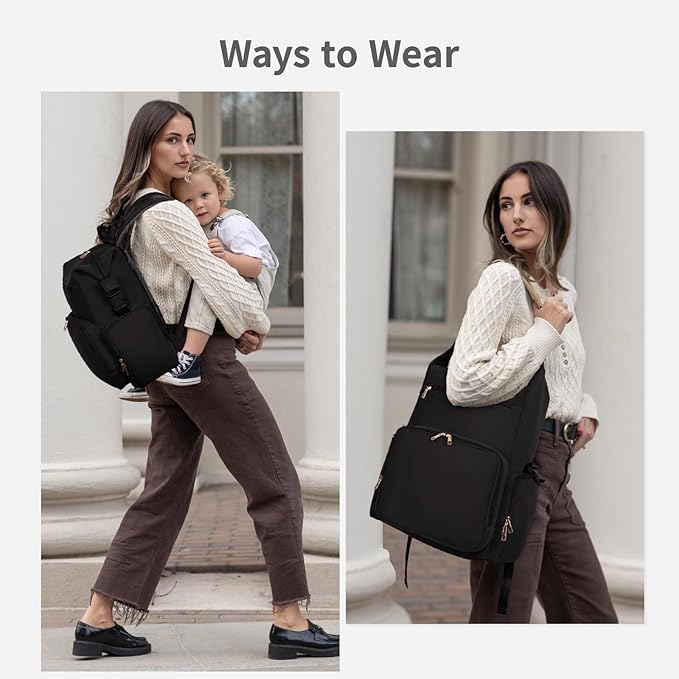 CEI-CEI Neoprene Diaper Bag Backpack Large Newborn Baby Maternity Bags Waterproof Travel Tote for Mom Dad with Insulated Pockets,Changing Pad - Image 3