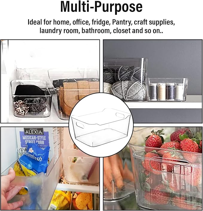 Clear Plastic Storage Bins for Kitchen Organization or Pantry Organizers and Storage, Freezer Fridge Organizer Storage Containers Bin for Organizing Refrigerator Medicine Closet Cabinet Organizers - Image 7