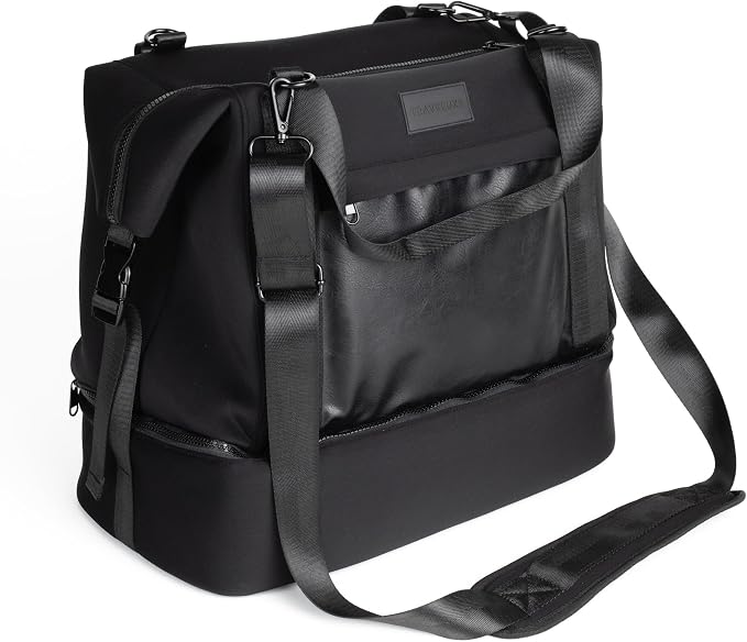 Modern Weekender Bag with Shoe Compartment, 30L Neoprene Personal Item by Unknown