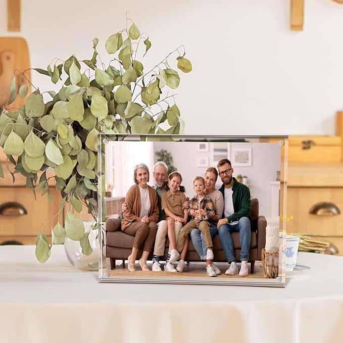 SYNTRIFIC 8x10 Acrylic Frames 5 Pack Clear Lucite Picture Frame Magnetic | Clear Lucite Frames, Stand on Desk, Horizontal and Vertical, Frameless, Floating Effect Photo Display - Image 7