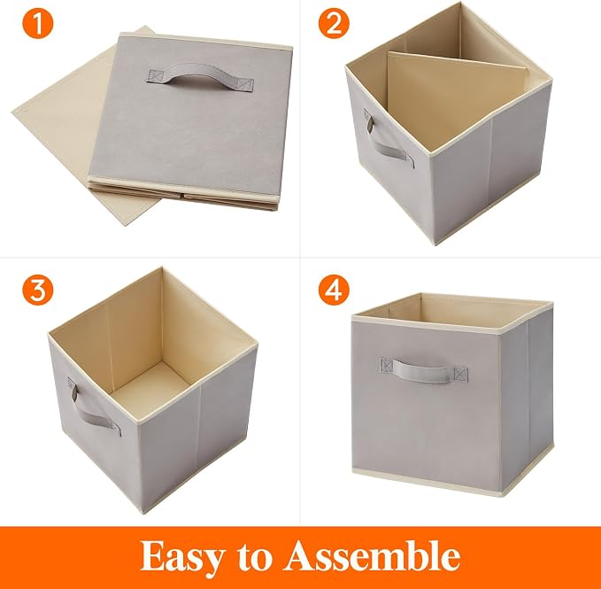 Lifewit Storage Cubes, 13 Inch Organizer Bins, 36L Light Gray, 12 Packs | Foldable Decorative Fabric Storage Baskets for Organizing Home Organizers with Handles for Shelves, Closet - Image 2