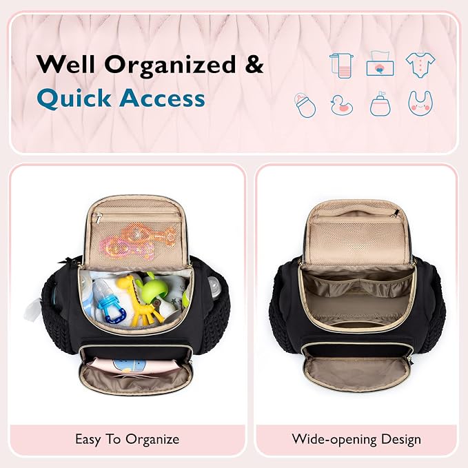 mommore Diaper Bag Backpack, Stylish Mini Baby Bag with Changing Pad | Insulated Pockets & Stroller Straps Small Diaper Backpack Compact Maternity Bag for Baby Essentials, Hospital & Daily Work - Image 4
