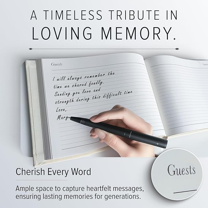 Gallery Leather Funeral Guest Book for Memorial Service and in Loving | Memory with 192 Lined Pages - Hardcover, Bound Leather Guest Sign in Book - 7 x 9 - Acadia Navy - Image 2