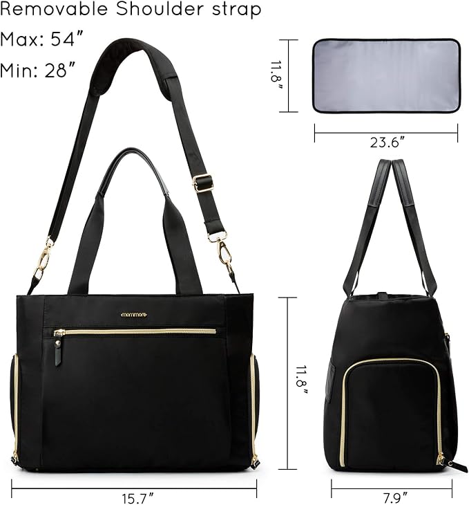 mommore Breast Pump for Spectra S1/S2 & Medela, Diaper Bag Travel Tote | Pumping Tote Bag with Insulated Pockets, Work Bag for Breastfeeding Mom with 15" Laptop Sleeve & Changing Pad - Image 6
