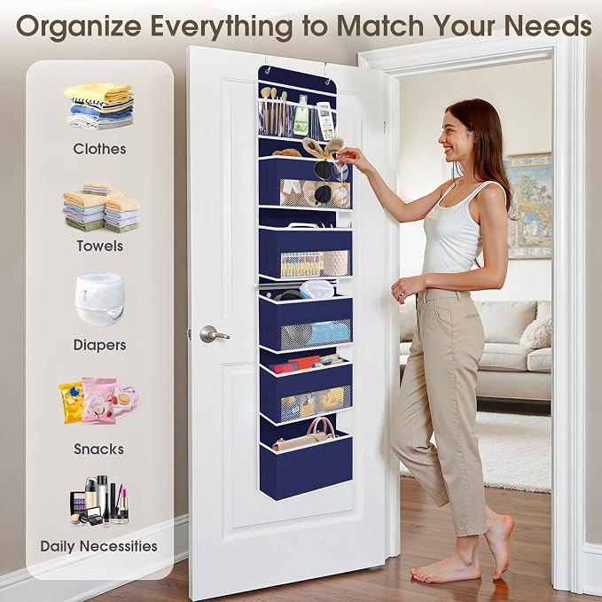 1Pack Over The Door Organizer Large Capacity Hanging Storage Room Organizer | 40 lb Capacity, Ultra-Sturdy, Detachable, Mesh Design with Clear Window, Space-Saving Organizer for Pantry, Nursery & Closet - Image 6