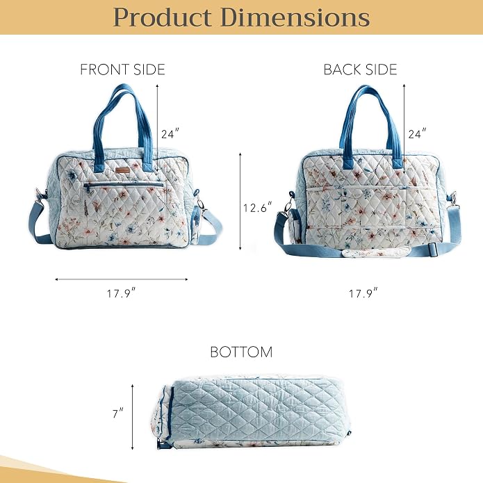 Maison d' Hermine Weekender Bags for Women Cotton Quilted Duffel Overnight Luggage Weekend Bag for Men Gym Gifts Travel | Overnight Luggage Weekend Bag for Men Gym Sports Gifts Duffle bag Business Travellers Trip Spring Summer - Image 7