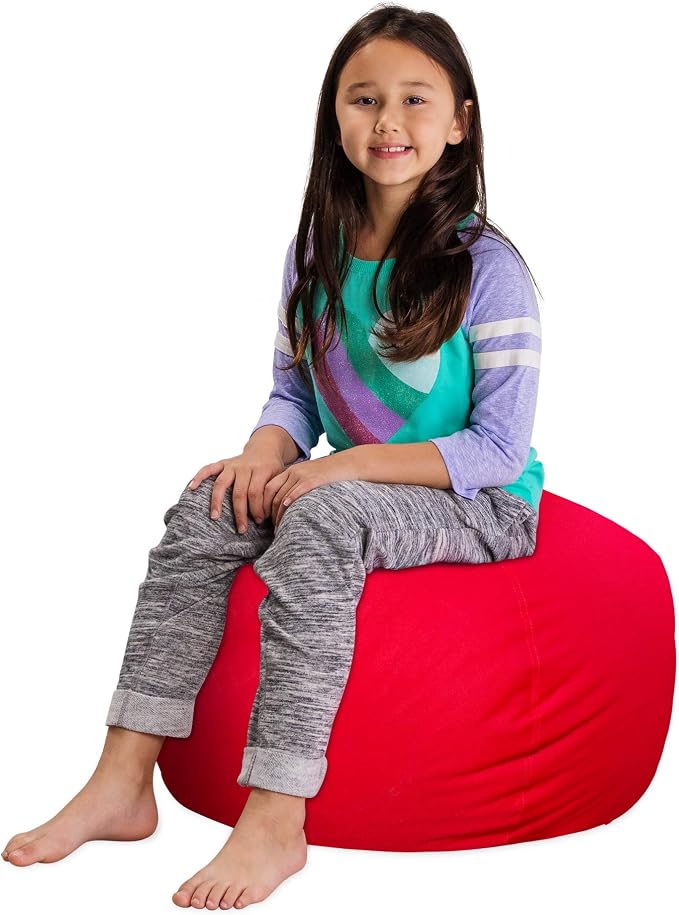 Posh Stuffable Kids Stuffed Animal Storage Bean Bag Chair Cover - Childrens Toy Organizer, Medium 27" - Solid Red by PoshCreations