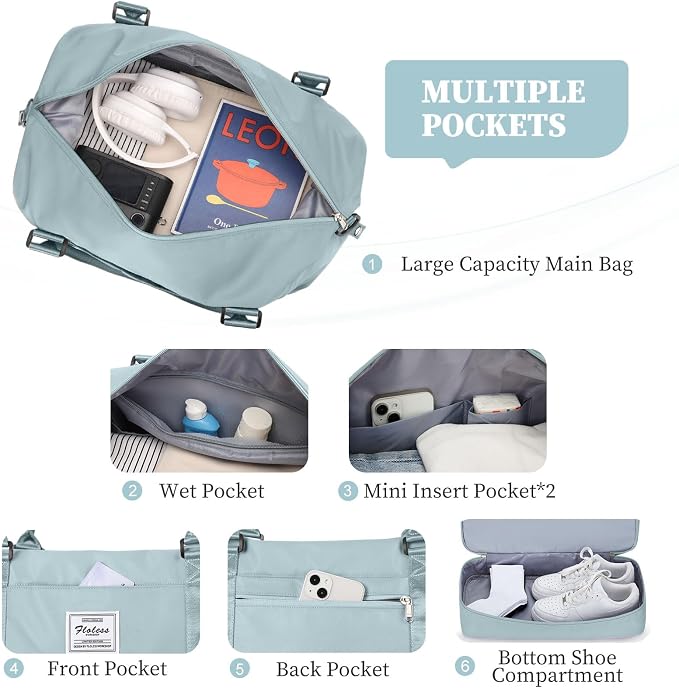 Weekender Bags for Women, Carry-On Overnight Travel Duffel Bag | Travel Bag with Shoes Compartment & Toiletry Bag, Extra Large - Image 6