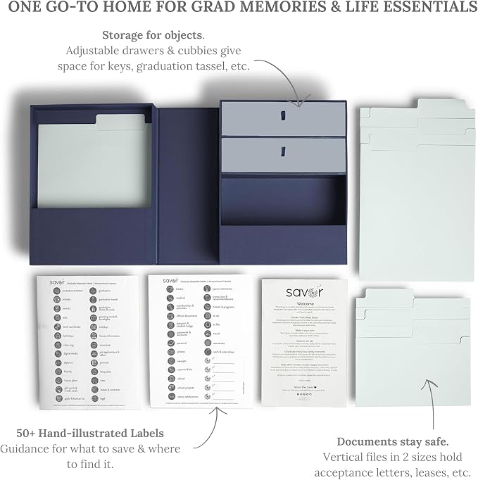 Personalizable Life Essentials & Graduate Keepsake Organizer | Keep High School and College Graduation Memorabilia Organized and Safe in One Convenient Home with this Gift for Students and Grads - Image 4