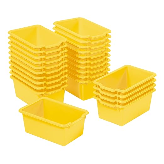 ECR4Kids Scoop Front Storage Bins, Multipurpose Organization, Yellow, 25-Piece by ECR4Kids