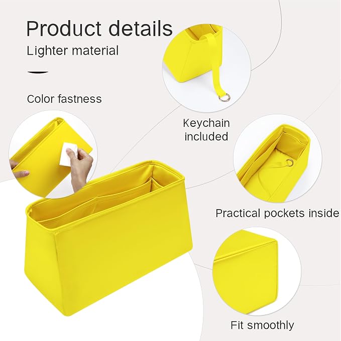 Fits for Brikin Bag Insert Organizer For Hermes(35,Lime) | Premium Silk Material,Smooth Touch,Lightweight,zipper,protect from scratches & stains,multiple pockets,keychain,waterproof - Image 6