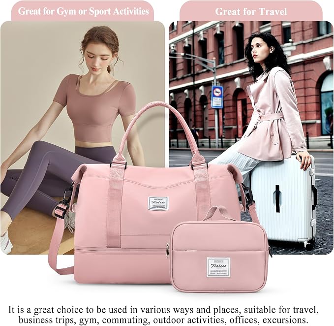 Weekender Bags for Women, Personal Item Travel Bag with Shoes Compartment | Overnight Travel Duffel Bag with Toiletry Bag&Mini Crossbody Bag, Airplane Friendly Carry-On Bag - Image 7