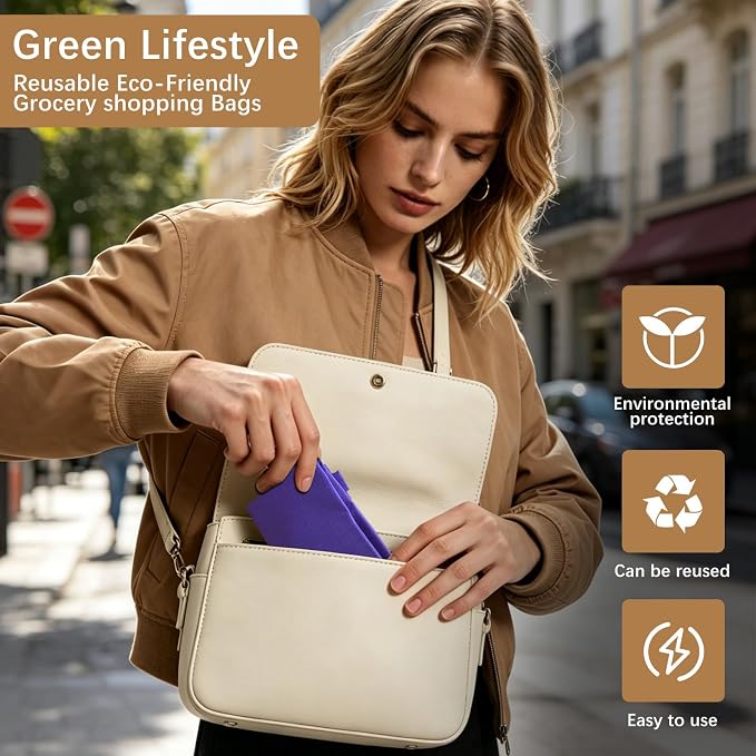 Reusable Grocery Bags 12.6 * 6.3 * 11.8 in - Non Woven Totes Bag with Reinforced Handles, Shopping Bags Bulk - Image 5