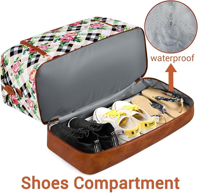 TIBES Travel Weekender Bag for Women, Overnight Bag with Shoe Compartment | 3PCS Large Travel Duffel Bag for Gym, Travel, Hospital, Business Trip, Carry On Tote, Wet & Dry Separation, Water Resistant - Image 3