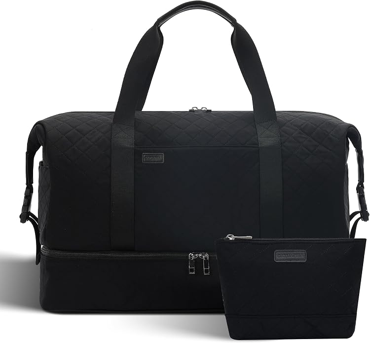 Women's Weekender bag Travel Duffel Bag with Shoe Compartment 21-inch Airline-Approved Carry-On, 2-Piece Overnight Bag Set Personal Item Luggage by GAYUAPEIABAG