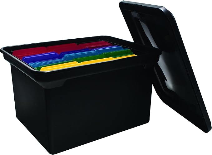 Advantus File Tote with Lid, 18 x 10.75 x 14 Inches, Black, Case of 8 (34052CT) - Image 4