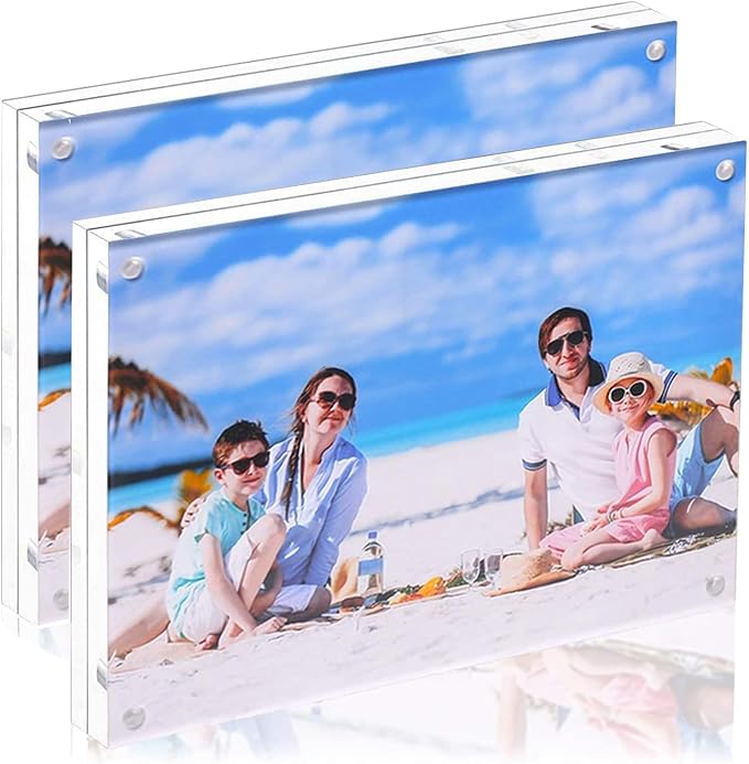 2Pack 11x14 Acrylic Picture Frame,Clear Double Sided Photo Magnetic | With Stand,Desktop Frameless Floating Frame for Artwork Poster Certificate Document,Perfect Decorate Birthday Wedding Party by JUOIFIP