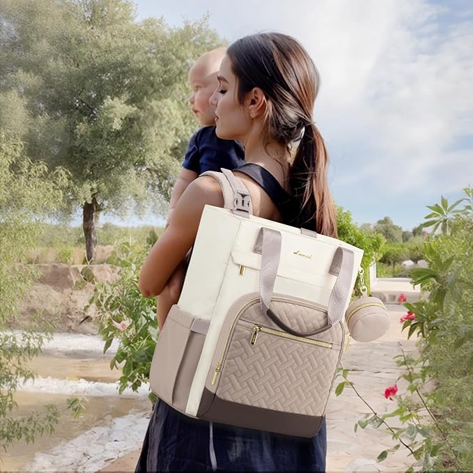 LOVEVOOK Diaper Bag Backpack, Large Capacity Portable Baby Bag with Foldable Diaper Changing Pad, Waterproof Baby Diaper Bags Gift for Mon Dad, Dark Coffee - Image 2