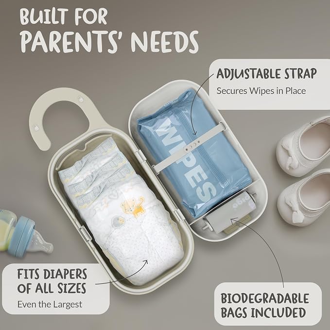 Diaper Bag Wipe Dispenser | 3-in-1 Portable Diaper Caddy Organizer, Baby Wipe Holder with Disposable Bags | Baby Essentials for Newborns, Toddlers, Travel & Baby Shower Gifts - Image 9