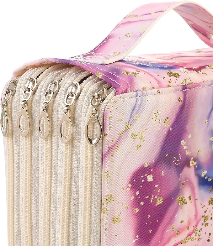 250 Slots Colored Pencil Case Organizer, 5 Layer Bag | Twill Oxford fabric,255 elastic loops,detachable handle,for travel,home storage, drawing tools,creative gifts - Image 5