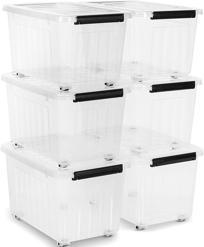 Citylife 54 Quart Large Clear Plastic Storage Bins with Lids 6-Pack | Stackable, Secure latching lids, Easy Find, Clothes Storage Bins for Closet Bedroom Garage - Image 8