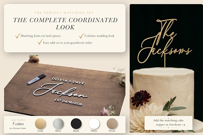 Personalized Last Name Guest Book, Unique Guest Book Sign, Custom Alternative Guest Book, Wooden Guest Book, Wedding Ceremony Guestbook Sign (Design 3) - Image 5