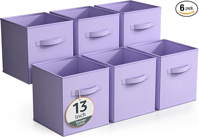 Sorbus Fabric Storage Cubes - 6 Foldable Storage Bins for Organizing Pantry, Cubbies, Toy Box - Clothes Storage & Closet Organizer - 13 Inch Collapsible Cube Baskets for Shelves with Handle by Sorbus