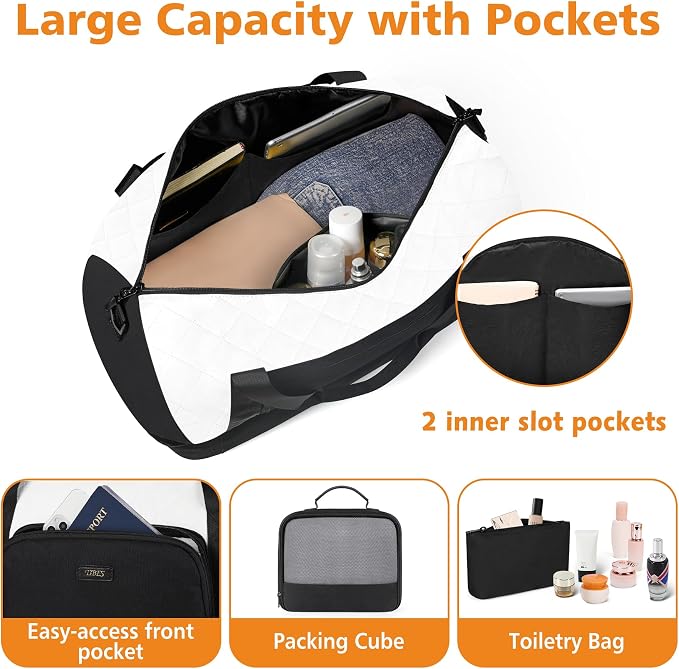 TIBES Travel Weekender Bag for Women, Overnight Bag with Shoe Compartment | 3PCS Large Travel Duffel Bag for Gym, Travel, Hospital, Business Trip, Carry On Tote, Wet & Dry Separation, Water Resistant - Image 3