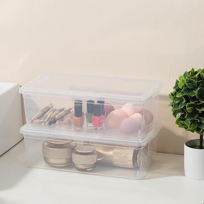 novelinks 12 Pack 6 Quart Stackable Shoe Storage Bins with Lids (Clear) | Clear Shoe Storage Boxes, Shoe Bins, Shoe Containers, Shoe Boxes Clear Plastic Stackable, Craft Organizers and Storage - Image 7