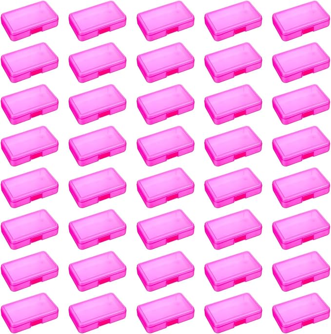 Zhehao 40 Pack Plastic Pencil Box Bulk, Hard Case for Kids,Pink | Clear Lid Cases for School Supplies, 3 Compartment Organizer, Hard Plastic Utility Holder with Pens Brushes, Classroom Use - Image 8