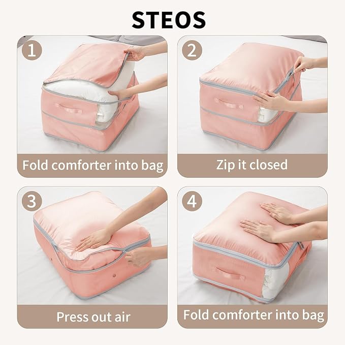 DIMJ Comforter Storage Bag 6 Pack - Blanket Storage Organizer Compression Bags, Large Capacity Ultra Space Saving Self Compression Organize for Bedding, Pillow, Duvet, Sheet Storage with Zipper Window - Image 6