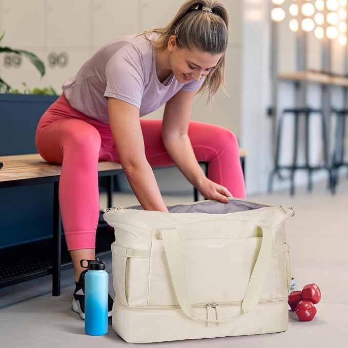 Gym Bag for Women, 45L Carry On Travel Duffel Bag with Shoes Compartment | Weekender Overnight Duffel Bag with Wet Pocket, Hospital Bag for Women Labor Delivery, Carry On Bag for Travel, Gym, Weekend - Image 2