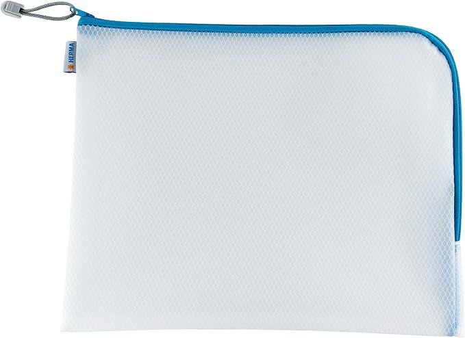 HERMA 20013 Zip Document Bag A4, Pack of 10, Transparent (36 x 28 cm) Large Zippered mesh Pouch with Zipper for Laptop, Tablet, Books, Papers, Toys, Clear Storage Wallet with Zipper, Assorted Colours - Image 3