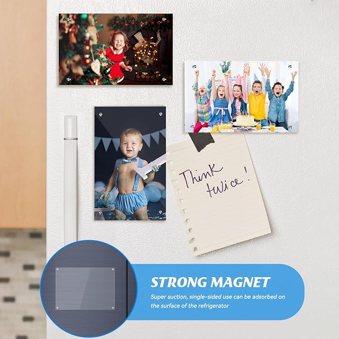 10 Pack Acrylic Picture Frame 4x6,Clear Magnetic Photo Frame, Double Sided Acrylic Block Frames for Tabletop Display Horizontal and Vertical,Family,Wedding,Documents Certificate Frame set | With Base,Double Sided Frameless Floating,Can Horizontal & Ver... - Image 7