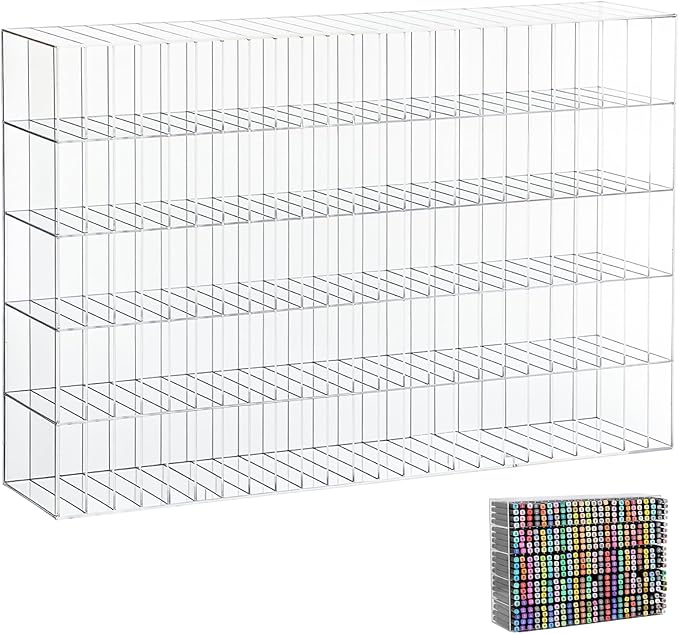 Colingmill Acrylic Marker Organizer for 480 Markers, Extra Large Art Marker Storage Rack for Desk, Back to School Supplies Durable Desk Storage for Artists Teachers Students Office(Large) by Colingmill