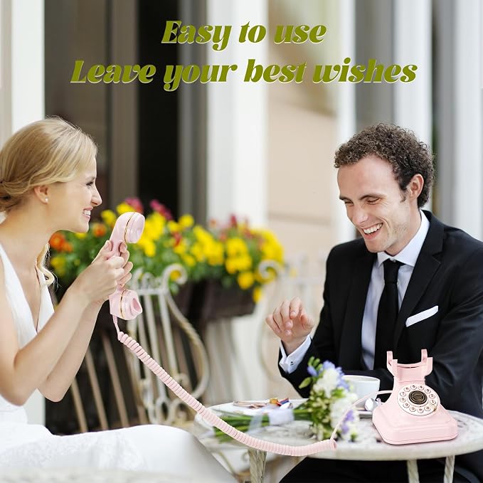Audio Guest Book Wedding Phone can Record Customized Audio Guest Books for Weddings, banquets and Parties, and it Supports Playing Guests' Voice Message Information on the Device Itself. Pink - Image 3