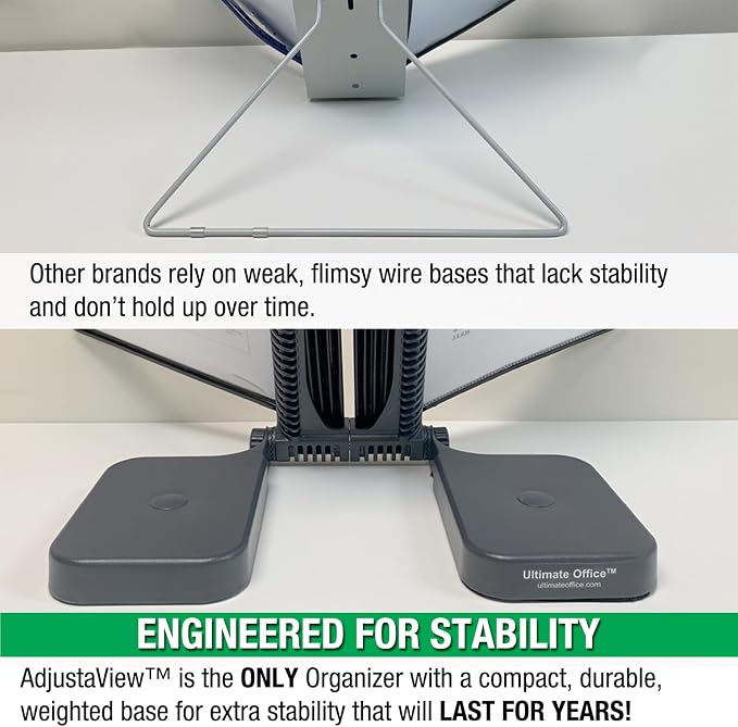 Ultimate Office AdjustaView Expandable Desk Reference Display Organizer 20B | 5 Adjustable Viewing Angles, Dual Weighted Base, 20 Letter Size EZ-Load Black Pockets, ADD-ON to Expand Capacity at Anytime - Image 5