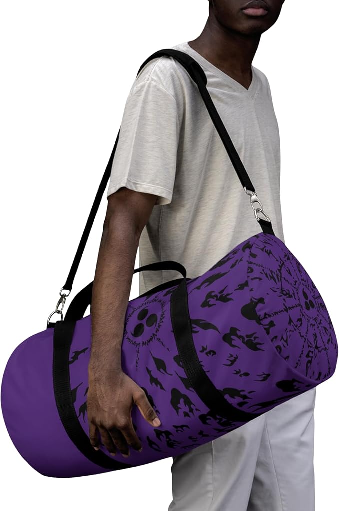Anime Gym Bag for Women Men - Large Capacity Waterproof Workout Fitness Travel Sports Bags Fashion Street Camping Expandable Carry On Duffle Bag For Couple (Purple Cursed Mark) PTY - Image 3